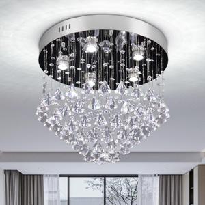 Modern Elegant Crystal Chandelier Lighting K9 Ceiling Chandeliers Lights Jewel Droplets Flush Mount LED Ceiling Light for Dining Room Bedroom Livingroom, QH-MP079