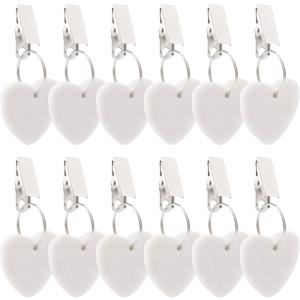ZEAYEA Tablecloth Weights, Table Cover Weights Tablecloth Pendant for Indoor Outdoor, White Heart Shape Stone Table Weight Hanger with Metal Clips for Picnic Table Decoration