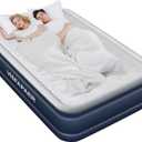 Air Mattress Full with Built in Pump Raised, 18'' High Inflatable Mattress Electric Blow Up Mattress Fast Blow Up Bed Tall Comfortable Airbed for Camping, Home Guests, Travel w/ Storage Bag 650Lbs Max (Blue)
