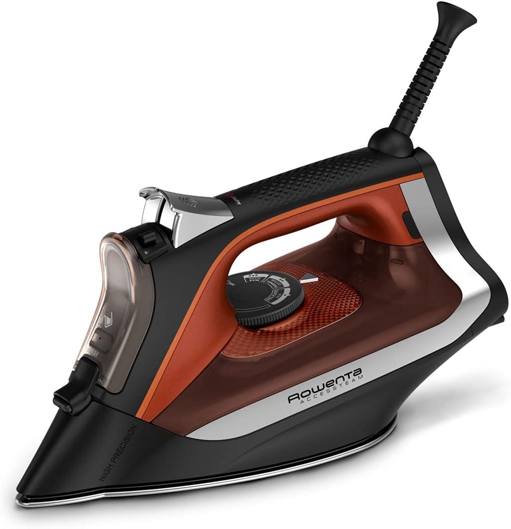 Rowenta Iron Steamer for Clothes, Stainless Steel Soleplate Steam Iron, Micro steam Holes, 1700 Watts, Lightweight, Auto-off, Black, DW2360