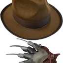 Nightmare Creep Fright Glove And Fedora Costume Accessory Set