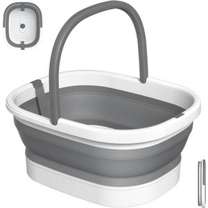 Nekteck Foot Soaking Tub Collapsible Bucket for Foot Bath Soak Tub, Foot Basin Foot Soaker with 138 Acupressure Nodes and Pumice Stone for Feet Massager Pedicure Foot Spa, Gifts for Men Women Dad Mom (Grey)