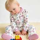 uideazone Baby Girls Footed Pajamas Zip-Front One-Piece Sleeper Non-Slip Footie Cute Pattern Jumpsuit PJs 0-12 Month (6-9 Months, Pink Cat)