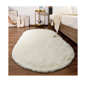 Softlife Fluffy Rugs for Bedroom, Shag Cute Area Rug for Girls/Boys and Kids Baby Room Home Decor, 2.6 x 5.3 Feet Oval Indoor Carpet for Nursery Dorm Living Room, Creamy