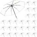 20pcs Clear Umbrellas 42 Inch Foldable Lightweight Transparent Umbrella Automatic Open Transparent Travel Umbrella for Women and Men for Rain Outdoor Wedding