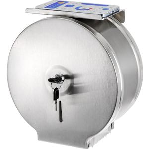 Suwimut Commercial Jumbo Toilet Paper Dispenser with Shelf, Wall Mount Stainless Steel 9 Inch Roll Toilet Paper Holder, Brushed Touchless Toilet Tissue Dispenser with Lock Key for Restroom Bathroom