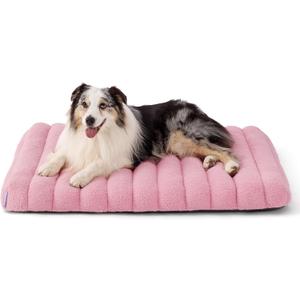 Lesure Cute Orthopedic Dog Bed for Large Dogs, Waterproof Chic Flat Pet Mat with Removable Washable Cover, Fuzzy Thick Pet Beds for Indoor Use (36" x 27", Tickled Pink) (36.0"L x 27.0"W x 4.0"Th, Amaranth Tickled Pink)