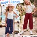3 Pack Girls' Capri School Pants | Straight Leg, Athletic, Casual, Cropped Sweatpants, with Pockets, Summer, Loose, Back to School, Joggers, for Girls 5-14Y