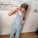 Girls Jumpsuit Loose Summer Kids Casual Spaghetti Strap Long Pants Romper with Pockets 5-12 Y (Blue)