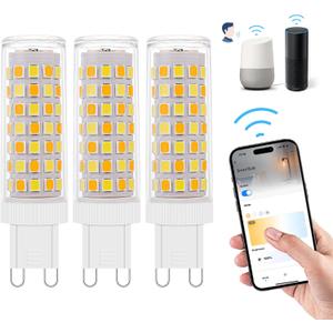 3Pack Dimmable Wi-Fi Smart LED Bulbs with G9 Base,Compatible with Amazon Alexa and Google Assistant-Warm to Cool White(2700K-6000K),Adjustable Brightness From 1%-100% (120V,0.4-4.7W,40LM-450LM
