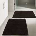 Bathroom Rugs Chenille, Extra Thick and Absorbent, Non-Slip, Machine Washable, Dry Quckily, Soft Cozy Plush, Used Under Shower Bathtub and Sink, Bath Mat Sets 5050U+5080 Coffee (16 x 24 inch + 20 x 32 inch (Rectangular))