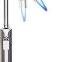 Butane Lighter Torch Long Lighter Refillable Adjustable Jet Flame Lighter Windproof Flexible with Visual Fuel Window Blow Torch for Stove BBQ Grill Fireplace Camping Kitchen (No Gas Include) - Grey (Gray)