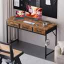 Pamray 47 Inch Small Computer Desk with 3 Drawers for Bedroom Study Writing Home Office Table for Small Spaces Vintage