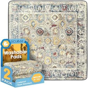 SCLOSE Washable Pee Pad for Dogs 2 Pack, 36" x 36" Reusable Puppy Pads Waterproof Dog Rugs, Super Absorbent, Leakproof, Dog Crate Pad, Playpen Mat, Whelping Pads, Vintage