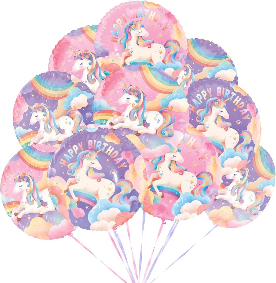 12Pcs18in Unicorn Round Balloons for Unicorn Birthday Decorations