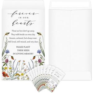 Fumete 120 Pack Wildflower Seed Packets Bulk Memorial Day Wildflower Coin Envelopes Kraft Small Celebration of Life Funeral Favors for Guests Loss of Loved One Veterans Day Gift, 3.9 x 2.4 Inch