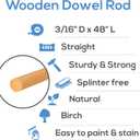 Wooden Dowel Rod, 3/16 Inch x 48 Inch Wood Dowels, Pack of 25 Wooden Dowels for Crafts, Unfinished Hardwood Wooden Dowels Rods, Strong Wood Rod Dowels for Crafting and DIYers