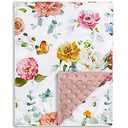 BORITAR Elegant Floral Baby Blanket for Girls Soft Plush Minky Blanket with Double Layer Dotted Backing, Multicolor Butterfly & Gentle Floral Printed 30x40 Inch(75x100cm)