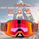 Motorcycle Goggles Men Women,UV400 protection Dirt Bike ATV MX DH Goggles Glasses,Anti-Slip Strap,Scratch-Proof (Bluepink)