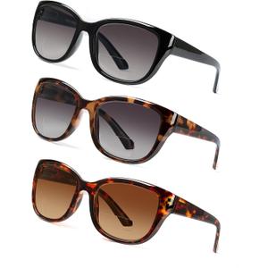 JOLISU 3PCS Bifocal Sunglasses Readers for Women/Men - Full Lens UV400 Sun Protection with Built-in Reading(2.5)