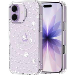 MOSNOVO for iPhone 17 Case | Military Grade 6.6ft Drop Tested | Camera Control | Clear with Galaxy Design