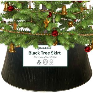 Christmas Tree Collar, Holiday Tree Skirt Alternative, Christmas Decorations for Tree, Modern Christmas Tree Skirt, Xmas Tree Collar (Black)
