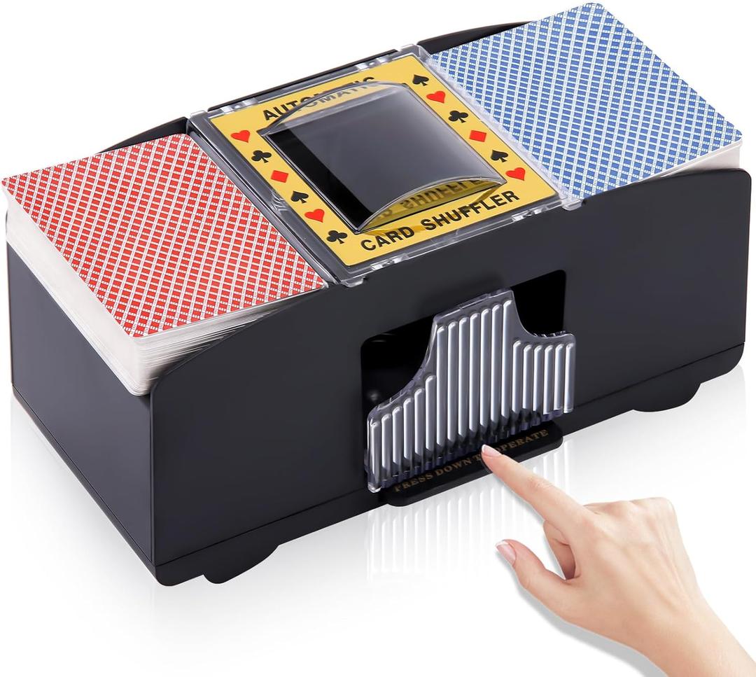 Unniweei Automatic Card Shuffler 1-2 Decks, Battery-Operated Electric Shuffler, Casino Card Game for Poker, Home Card Game, UNO, Phase10, Texas Hold'em, Blackjack, Home Party Club Game