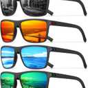 Square Polarized Sunglasses for Men Vintage Style Driving Travel Sun Glasses Lightweight Frame UV Protection Goggles, One Size
