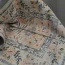 6x9 Pink Rug for Living Room Bedroom, Floral Washable Rug,Vintage Boho Area Rug, Large Non Slip Low Pile Flower Carpet for Indoor Dining Room,Girls Room,Nursery Room and Kids Room(Pink 6x9ft)