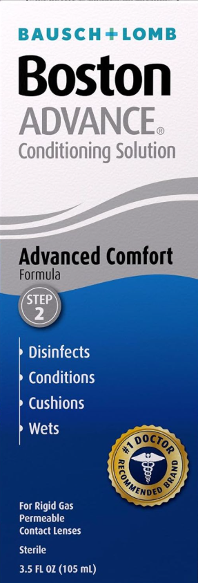 Boston Advance Conditioning Solution, Conditions & Wets Rigid Gas Permeable (RGP) Lens for Comfortable Wear, 3.5 Fl Oz 