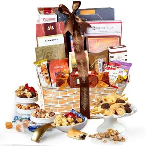 Broadway Basketeers Sympathy Gift Basket Deluxe, Condolences Gifts for Loss, Bereavement or Kosher Shiva, Food Care Package for Delivery With Snacks & Sweets
