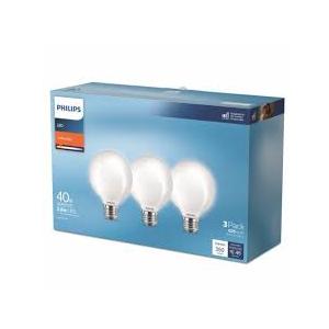 Philips 3.8-Watt (40-Watt) G25 LED Light Bulb - Soft White (2700K), 3 pk