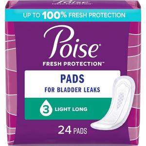 Poise Ultra Thins, Long, Light Absorbency - 24 Ct