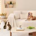 HANDONTIME Couch Cover for Sofa Beige Cover Blanket Sofa Covers Washable Sectional Couch Covers L Shape Jacquard Chenille Sofa Covers Couch Cover for Dogs Soft Thick Sofa Protector, 71" X118"