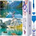 BAISITE Diamond Art Kits for Adults Beginners,2 Pack Round 5D Paint with Diamonds Pictures Full Drill Cross Stitch Home Wall Decor DIY Crafts Kits(12x16 Inches) BSTDPK811-812