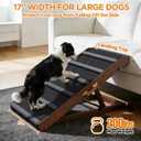 Dog Ramp for Bed, Extra Wide 17", Non-Slip Rubber Surface, Adjustable Folding Pet Ramps for Small & Large Dogs up to 200lbs, Walnut Wood Stairs for Old Dachshund/Labrador to Get on High Couch or Car