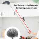 Cobweb Duster with Extension Pole, Ceiling Cobweb Cleaner Kit with 2 Duster Heads, 15-100 Inch Telescopic Microfiber Cleaning Duster, Corner Dusting Tool for High Walls, Fans, Blinds Gray (White)