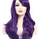 morvally 23 inches Long Wig Big Wavy Heat Resistant Synthetic Straight Hair with Bangs for Womens Cosplay Costume Halloween Party (Purple)