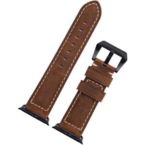 Smart Watch Leather Band,Slifter Vintage Watch Replacement Strap for Men Women,Matte Brown Black Adapter
, 49 mm