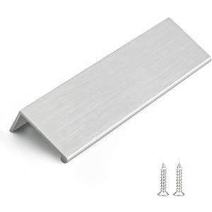 Rergy 4 Pack Edge Pulls Brushed Nickel Finger Pulls, Brushed Nickel Hardware Cabinet Edge Pull, 5in Cabinet Finger Pulls LS7030SNB128 (Hole Center: 5in(128mm))
