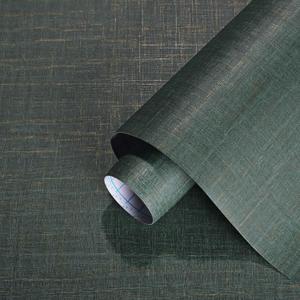 Dimoon 236 x 17.3 Green Contact Paper Grasscloth Peel and Stick Wallpaper Imitation Linen Texture Wallpaper Golden Removable Thicken Embossed Green Golden Film Self Adhesive Decorative Shelf Roll