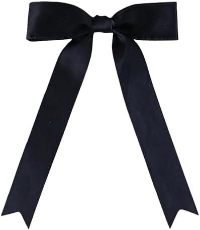 Meseey 30 Pcs Black Satin Bows 6 X 10 Inch Premade Bows with Twist Tie for Wedding Florist Decor, Cake Pops,Christmas Tree & Gift Wrapping(Black)