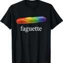 Cute Funny Baguette Rainbow Faguette LGBT Pride Month T-Shirt (Small, Black)