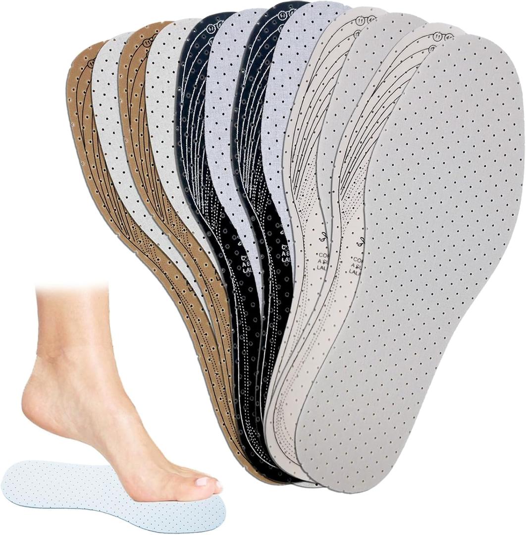 6 Pairs Unisex Breathable Shoe Insoles Inserts Double Layer Latex Foam Perforated Insole Cushioning Walking Comfort Replaceable Insoles for Men 5-11 Woman 2-8 (Black, White, Brown)