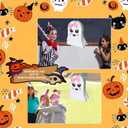 Cute Large Pink Halloween Ghost Piata White Spooky Ghost Piata with Stick and Blindfold Halloween Mexican Piata Birthday Party Game Supply Decorations Fillable for Candy,Toys,Treats