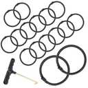 Akamino 20 Pcs Trampoline Replacement Bungee Cords, 6.6 Inches Heavy Duty Replacement Elastic Rope with Spanning Puller Tool, Trampoline Accessories Bungee Rope for Fitness Trampoline, Black