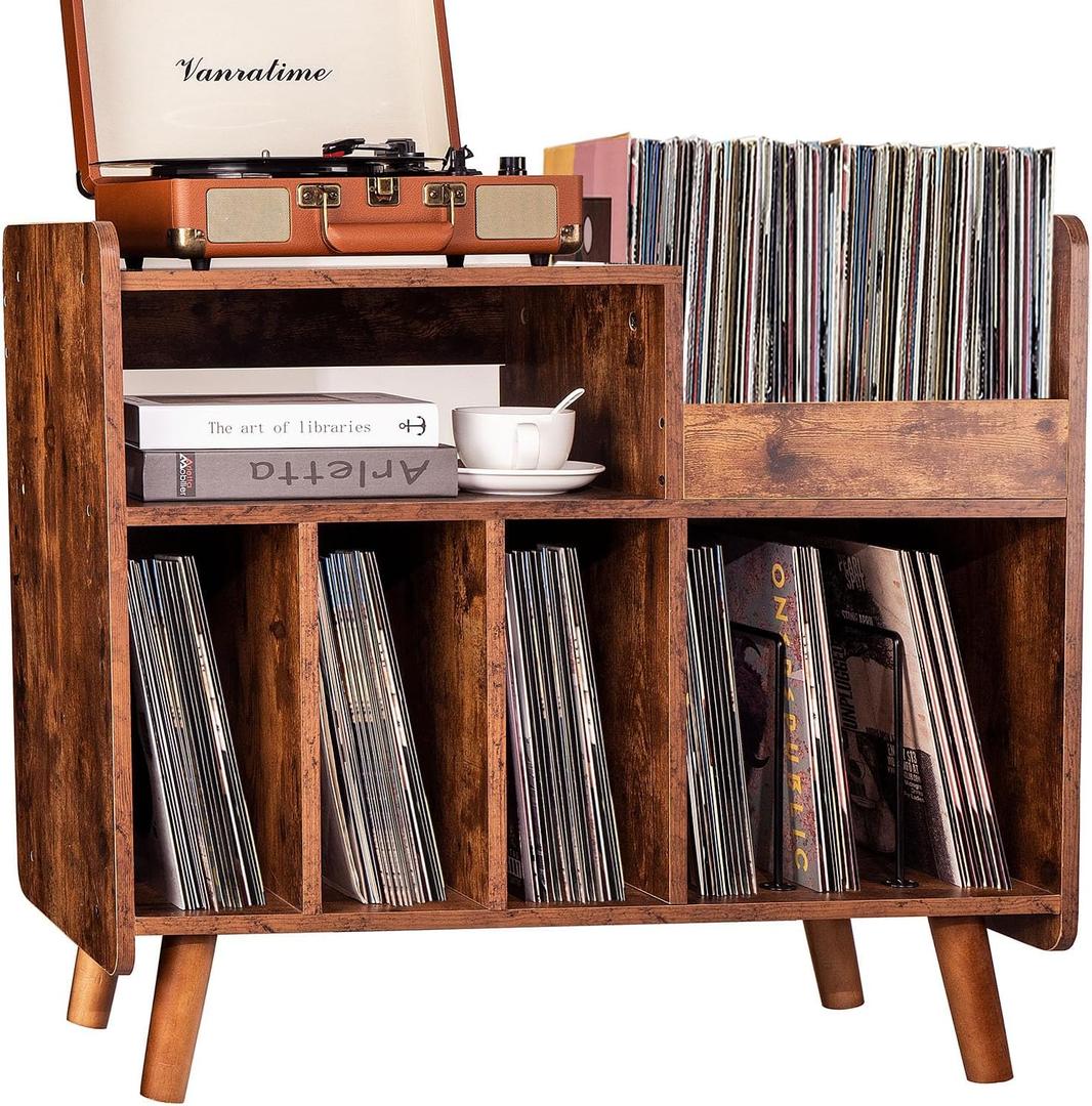 Record Player Stand, Large Record Player Table Cabinet (Brown)