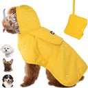 Lukovee Dog Raincoat, Adjustable Dog Rain Jacket with Clear Hooded Double Layer for Large Medium Small Dogs Puppies, Waterproof Rain Coat Poncho with Reflective Storage Pocket & Rim (XS, Y)