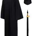 GraduationMall Matte Graduation Gown   2025 for High School and Bachelor Black 51(5'6"-5'8") (Missing Stick)