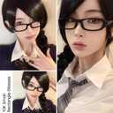 SODQW Women Rectangle Office-Siren Glasses Non Prescription Fashion Eyewear Y2K Fake Cosplay Glasses Designer Frame (A01- Black)